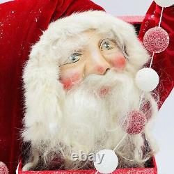 Artisan Paper Mache Santa Claus In Gift Box Whimsies OOAK SIGNED Folk Art