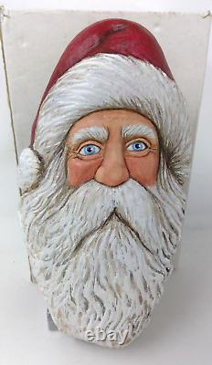 Artist Signed 1/2014 Lisa Rogers Carved Driftwood Santa Face Wall Plaque 10