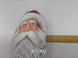 Artist Signed 1/2014 Lisa Rogers Carved Driftwood Santa Face Wall Plaque 10