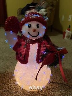 Avon 2002 Fiber Optic Christmas Snowman Color Changing Twinkling Light