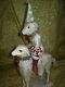 Bethany Lowe Merry Christmas Holiday Teddy Bear On Lamb Figure By Vickie Smyers