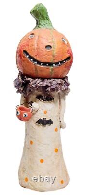 BETHANY LOWE Vintage Halloween Folk Art Pumpkin Hand Painted Figure Sculpture