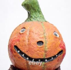 BETHANY LOWE Vintage Halloween Folk Art Pumpkin Hand Painted Figure Sculpture