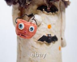 BETHANY LOWE Vintage Halloween Folk Art Pumpkin Hand Painted Figure Sculpture