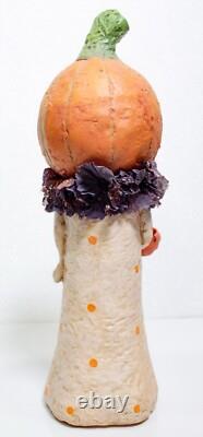 BETHANY LOWE Vintage Halloween Folk Art Pumpkin Hand Painted Figure Sculpture