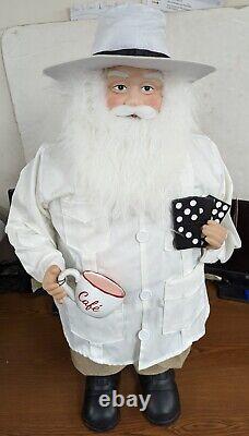 BRAND NEW 32 INCH CUBAN SANTA with DOMINOES & CAFE CUP NEW IN BOX