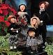 Byers Choice Christmas Caroling Family Set Of Four Black Checkeboard Plaid