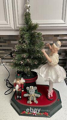 Ballerina With Nutcracker Mouse And Fiber Optic Tree By Holiday Creations Music