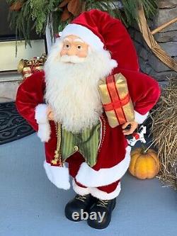 Beautiful SANTA CLAUS Figure with Gift, Horse & Bag of Toys Large 36 Figurine