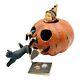 Bethany Lowe Bruce Elsass Halloween Painted Paper Mache Pumpkin With Boy & Cat