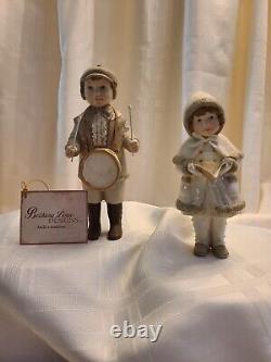 Bethany Lowe Christmas-Boy Drummer and Girl Caroler, Pre-owned, Excellent Cond