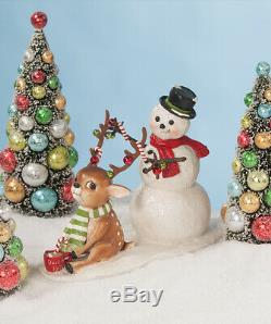Bethany Lowe Designs Christmas Deck the Halls Snowman withReindeer #TD8545