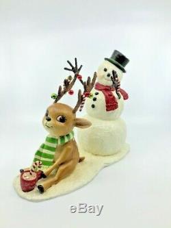 Bethany Lowe Designs Christmas Deck the Halls Snowman withReindeer #TD8545