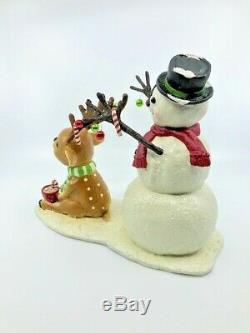 Bethany Lowe Designs Christmas Deck the Halls Snowman withReindeer #TD8545