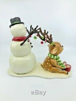 Bethany Lowe Designs Christmas Deck the Halls Snowman withReindeer #TD8545