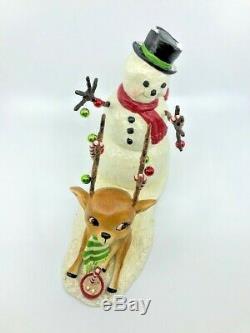 Bethany Lowe Designs Christmas Deck the Halls Snowman withReindeer #TD8545