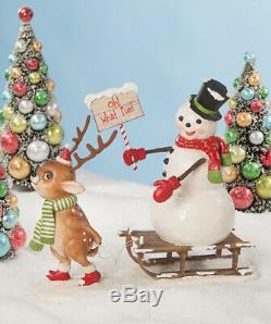 Bethany Lowe Designs Christmas OH WHAT FUN Snowman withReindeer #TD8546