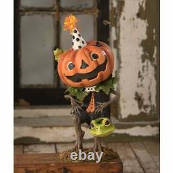 Bethany Lowe Halloween Tricks Pumpkin Boy with Frog Bucket 11 NEW