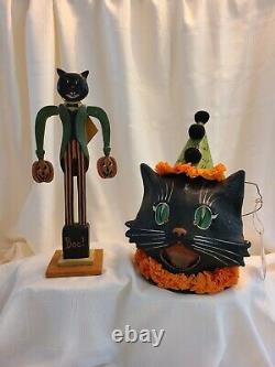 Bethany Lowe Halloween-Tuxedo Cat & Large Sassy Cat Container- New With Tags