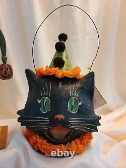 Bethany Lowe Halloween-Tuxedo Cat & Large Sassy Cat Container- New With Tags