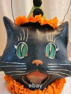 Bethany Lowe Halloween-Tuxedo Cat & Large Sassy Cat Container- New With Tags