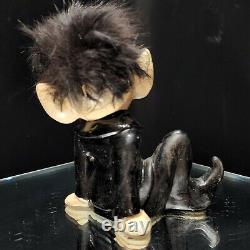 Black Elf Figurine Fur Hair Pointy Ears DABS Japan 60s Pixie Naughty Winking
