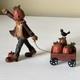Blossom Bucket Pat Olson Pumpkin Picker With Cart On Wheels Figurine 3.75 Bird
