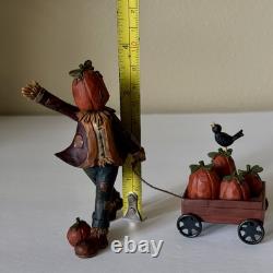Blossom Bucket Pat Olson Pumpkin Picker with Cart on Wheels Figurine 3.75 Bird