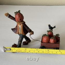 Blossom Bucket Pat Olson Pumpkin Picker with Cart on Wheels Figurine 3.75 Bird