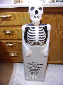 Blow Mold 34 Halloween Skeleton on Tombstone
