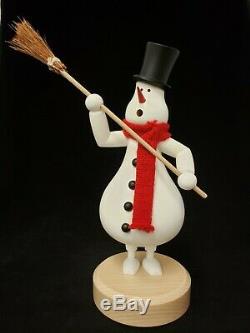 Brand New KUK Holzdesign Incense German Smoker Snowman with Broom 9.5