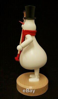 Brand New KUK Holzdesign Incense German Smoker Snowman with Broom 9.5