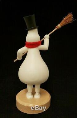 Brand New KUK Holzdesign Incense German Smoker Snowman with Broom 9.5