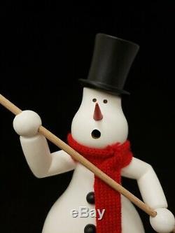 Brand New KUK Holzdesign Incense German Smoker Snowman with Broom 9.5