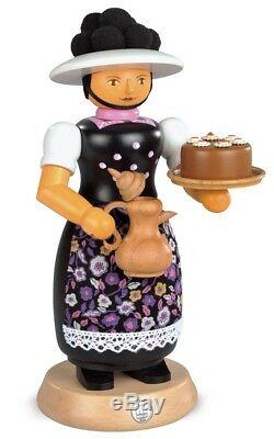 Brand New Muller Smoker Large Black-forest Woman With Smoking Coffeepot