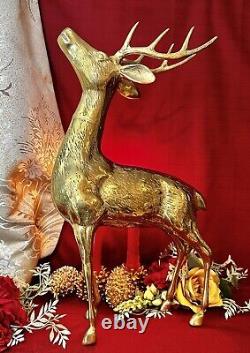 Brass Deer Large Buck Holiday Christmas Gold Fireplace Brass Reindeer