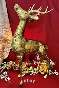 Brass Deer Large Buck Holiday Christmas Gold Fireplace Brass Reindeer