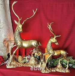 Brass Reindeer Christmas Deer Holiday Decoration Rustic Cabin Fireplace Decor
