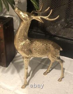 Brass Reindeer Vintage Buck 14 Christmas Holiday Rustic Cabin Male Tall Deer