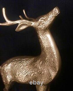 Brass Reindeer Vintage Buck 14 Christmas Holiday Rustic Cabin Male Tall Deer