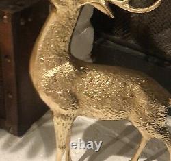Brass Reindeer Vintage Buck 14 Christmas Holiday Rustic Cabin Male Tall Deer