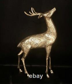 Brass Reindeer Vintage Buck 14 Christmas Holiday Rustic Cabin Male Tall Deer