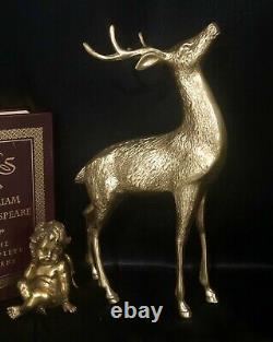 Brass Reindeer Vintage Buck 14 Christmas Holiday Rustic Cabin Male Tall Deer