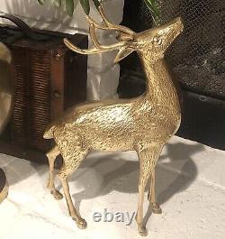 Brass Reindeer Vintage Buck 14 Christmas Holiday Rustic Cabin Male Tall Deer