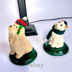 Byers Choice Black Lamp Post Lot, 2012 Girl & 1998 Man Bearing Gifts, Dog & Cat