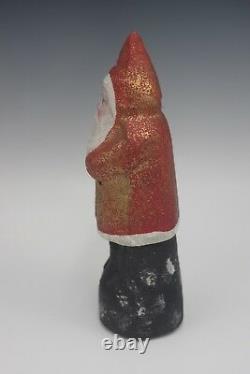 C. 1900 Antique German Paper Mache Belsnickle Santa Red And Gold Robe 9 Mica