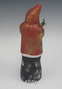 C. 1900 Antique German Paper Mache Belsnickle Santa Red And Gold Robe 9 Mica