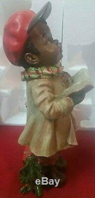 CRACKER BARREL CHRISTMAS Plaid Tidings CAROLER DOLL Black Boy & Girl Statue 16
