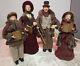 Carolers Figurines 4 Christmas Real Clothing Resin. The Tallest 20 & 16 Rare