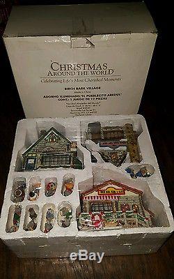 Christmas Around The World Birch Bark Village complete in box